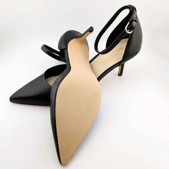 NEW in the Box, Pointed Toe Ankle Strap Kitten Heel Pumps, Black, Women's Size 9 - Picture 2 of 10
